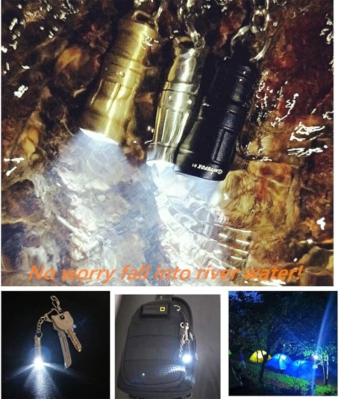 e1 Smallest Keychain Flashlight Micro Tiny Mini Keychain Light Long-Lasting Safety Light for Everyday Carry Emergencies Outdoor Dog Walking Hiking Camping Nice Gift for Parents Kids