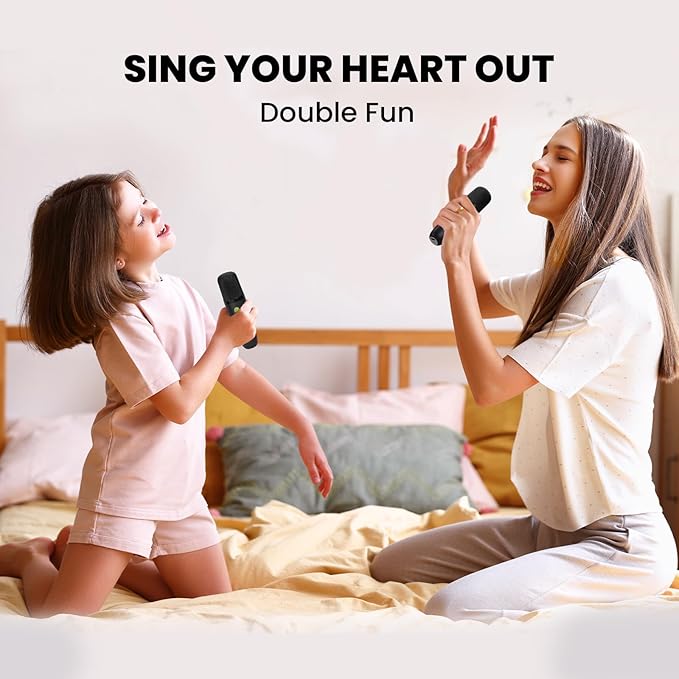 Mini Karaoke Machine for Kids, 2026 TOP Toys Birthday Valentine's Day Gifts Ideas for Girls Ages 4, 5, 6, 7, 8, 9, 10, 12+ Years Old, Portable MP3 Player with 2 Wireless Mics for Family Home Party