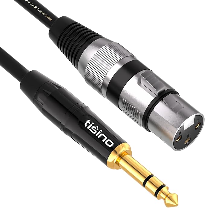 tisino XLR Female to 1/4 Inch (6.35mm) TRS Jack Lead Balanced Signal Interconnect Cable XLR to Quarter inch Patch Cable - 6.6 Feet