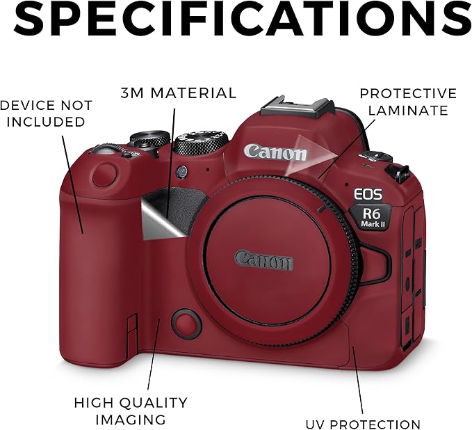 Camera Skin Compatible with Canon EOS R6 Mark II Camera (2022) - Solid Burgundy - Premium 3M Vinyl Protective Wrap Decal Cover - Easy to Apply | Crafted in The USA by MightySkins