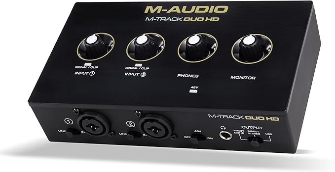 M-AUDIO M-Track Duo HD Audio Interface 24bit 192kHz for Recording, Streaming, Podcasting with USB-C, 2 XLR TRS Inputs, 2 TRS Outputs, Software Suite