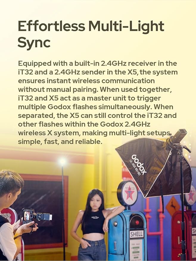 Godox iT32 TTL Camera Flash with X5O Flash Trigger for Olympus Magnetic Detachable,Instant On/Off-Camera Switch,LCD Touchscreen Speedlight,TTL HSS 2.4GHz Wireless Trigger,GN18 1.5s Recycle,Weddings
