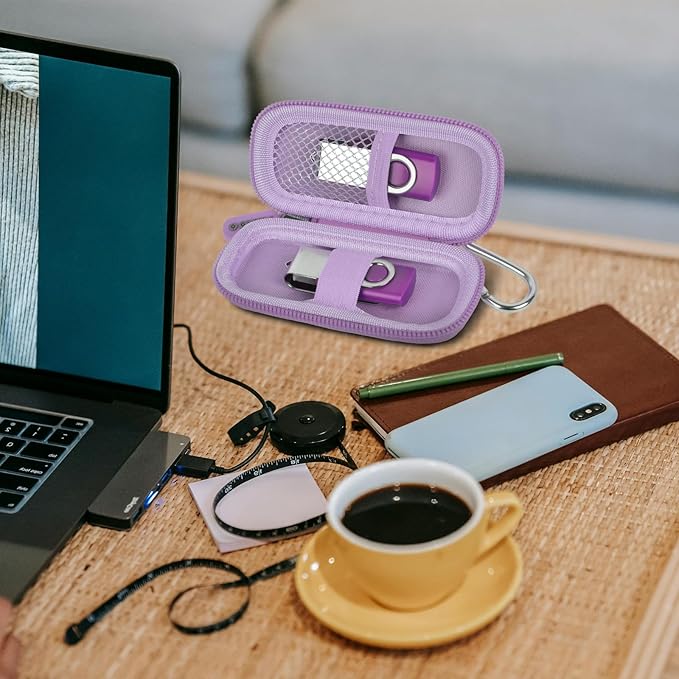 USB Flash Drive Case, SD Card Holder Compatible with Thumb Drive, Memory Cards, SDXC SDHC Storage Bag, Electronic Accessories Organizer for SanDisk for Samsung for Inland (Light Purple)