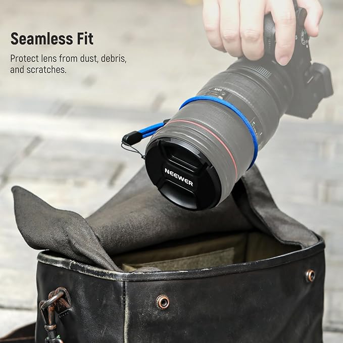 Neewer 77mm Lens Cap Kit (2 Pack), Lens Cover with Anti Loss Strap and Cleaning Cloth, Compatible with Canon Nikon Sony Fujifilm Panasonic Camera Lens of 77mm Diameter