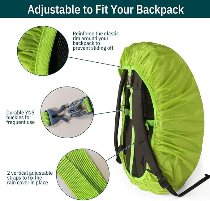 Unigear Backpack Rain Cover Waterproof Rating 5000mm Ultraportable and Durable with 2 Anti-Slip Buckle Strap, Integrated Carry Pouch Design (Green, XX-Large)