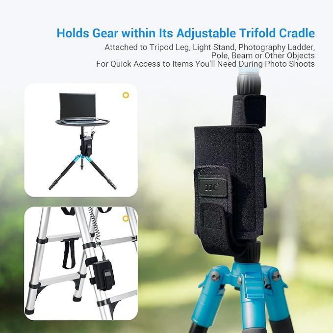 JJC Equipment Mounting Strap for Power Bank on Tripod for Long Time Photography,Remote/Off-Camera Flash Holder Strap for Photographer Videographer,Hard Drive/Computer Power/Smartphone Holder Strap