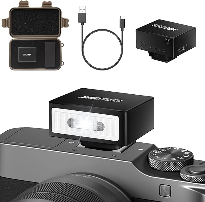 F1 Mini Camera Flash Camera Flash Speedlite for Ricoh (GR3/GR3X,etc.) Nikon/Canon/Fuji,Digital Film Cameras,Mini hot Shoe Flash for DSLR Camera（Not Compatible for Sony ZV-1F.