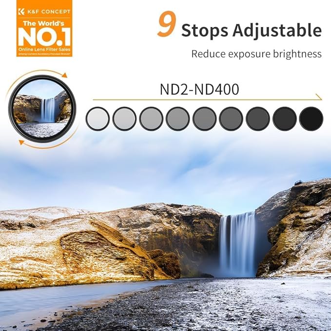 K&F Concept 82mm Variable ND2-ND400 (1-9 Stops)