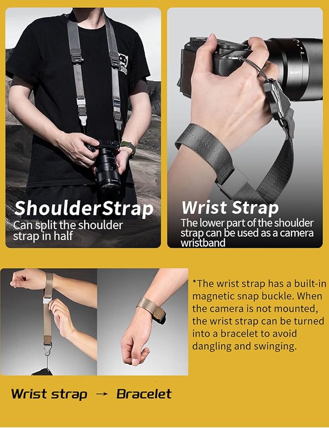 Adjustable Camera Strap with Quick Release,Sling,Neck,Wrist,Shoulder Strap for Photographers for DSLR SLR