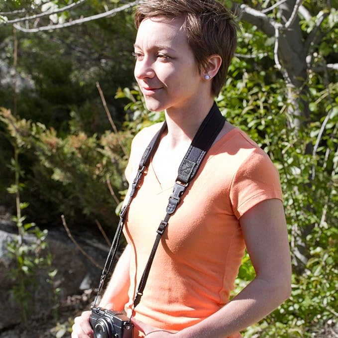 OP/TECH USA DSLR Camera Strap for Mirrorless Cameras – Quick Release Camera Strap, Comfortable Neck Strap, Durable Camera Accessories for Lightweight Cameras (Black)