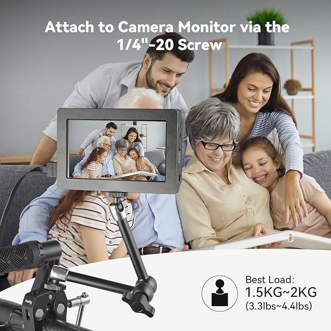 SmallRig 9.8" Magic Arm Clamp Kit with Super Clamp, Adjustable Articulating Arm Friction Arm for Monitor, LED Lights 2066B and 735