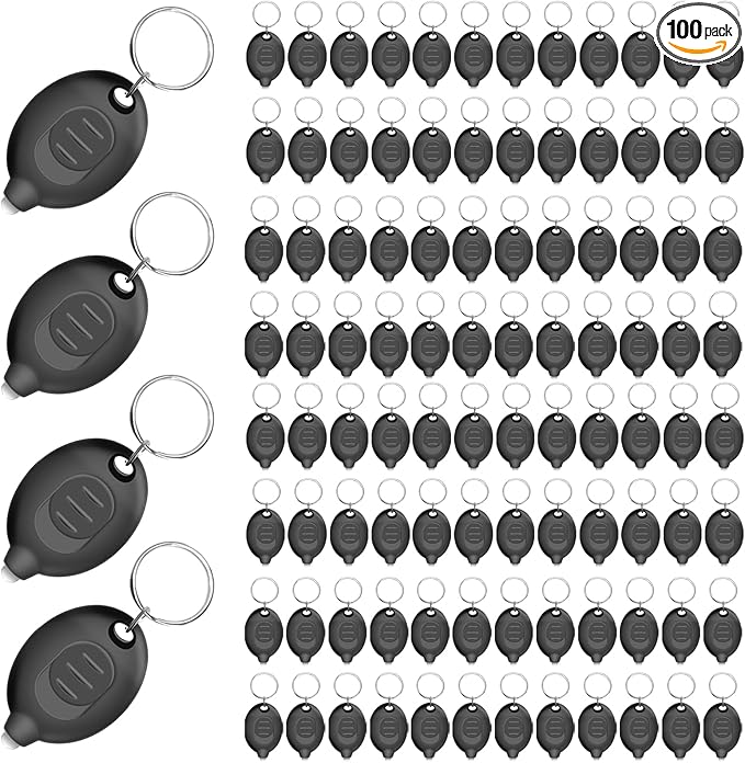 100PCS Mini LED Keychain Flashlight – Ultra Bright White Light, Micro Pocket Torch for Emergency, Camping, Everyday Carry – Batteries Included
