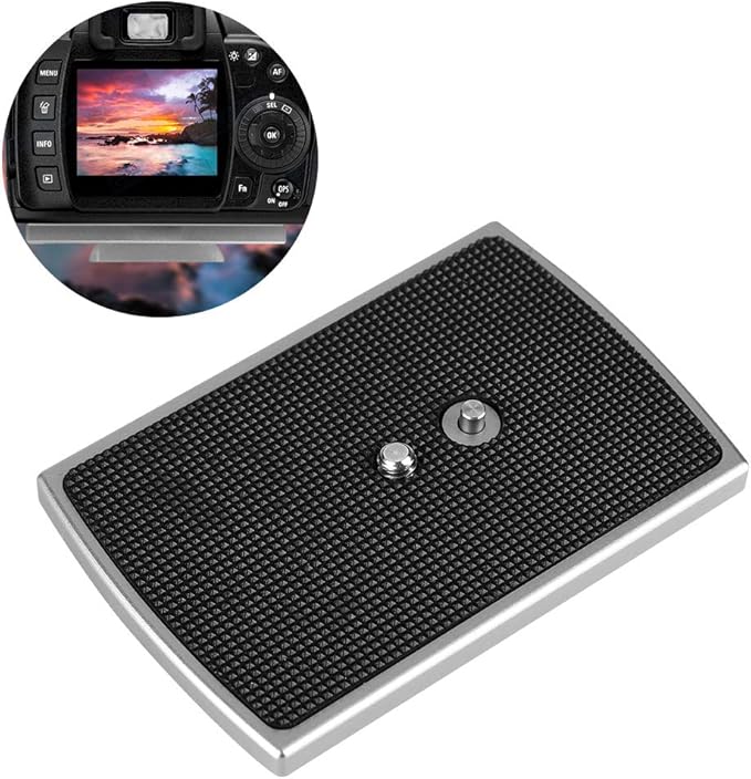 Tripod Quick Release Plate, Tripod Plate with /4 Inch Mounting Screw TH-650DV Grey Aluminum Alloy Tripod Monopods Quick Release Plate Camera Quick Release Plate for Camera DSLR