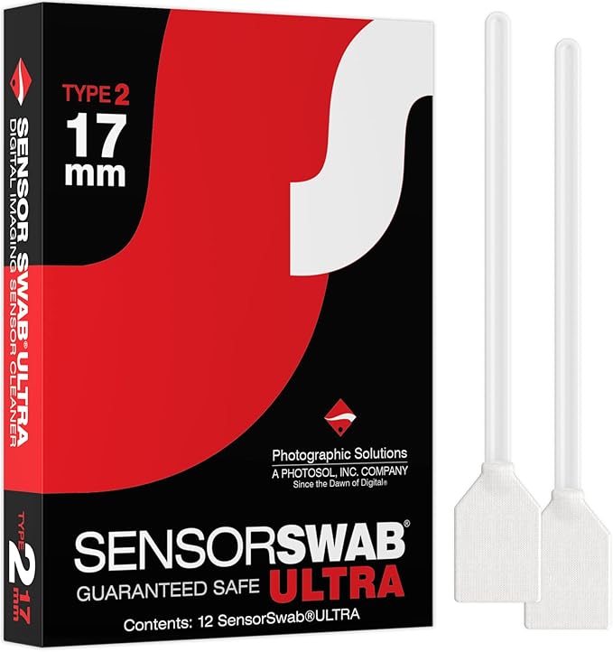 Photographic Solutions Sensor Swab Ultra 17mm Type-2 Digital Imaging Sensor Cleaner Swabs for Cleaning APS-C Mirrored or Mirrorless Cameras. Sensor Dust & Oil Remover (Pack of 12)