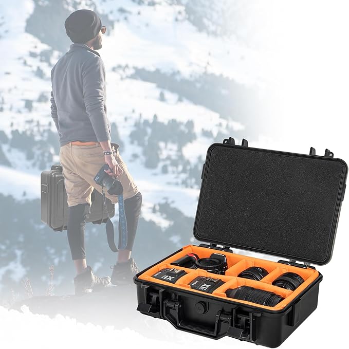 GYXZ Protective Camera Case 11.8 X 7.5 X 4.3 Inch Shockproof Water-resistant with Adjustable Dividers (Can hold cameras, pistols, gear, equipment)