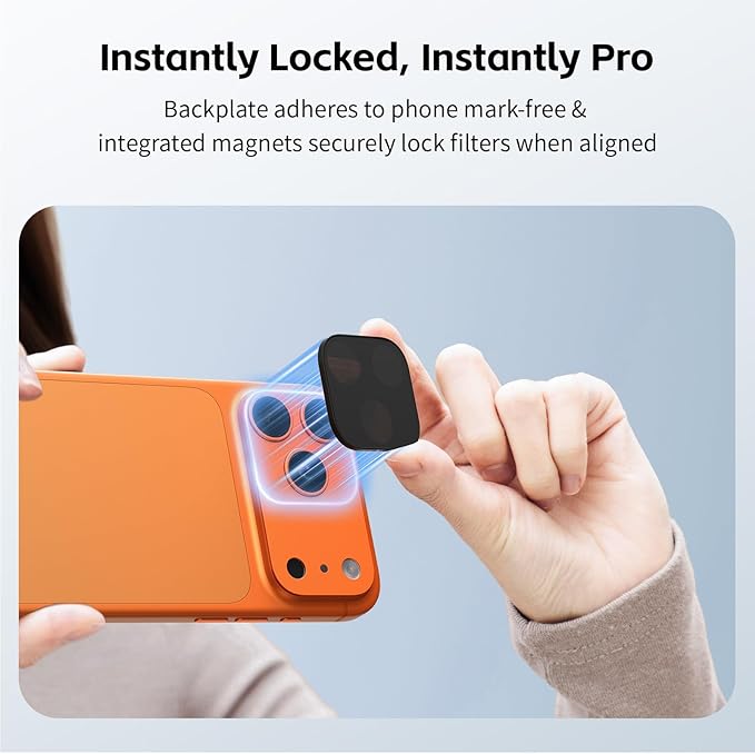 SmallRig Square ND & Black Mist Filter Kit for iPhone 17 Pro Max, Magnetic Lens Filters with Base Mount, Black Mist Diffusion 1/4 Filter/ND2/ND4/ ND8/ND16/ND32, 6 Pack, Orange- 6075