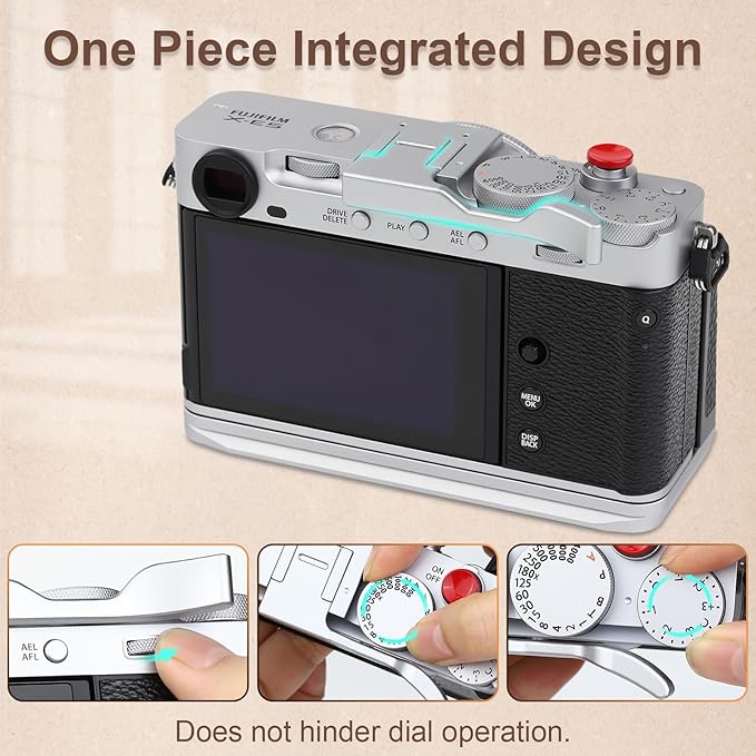 Haoge Metal Thumb Up Grip for Fujifilm X-E5 Camera Digital Accessories xe5 Hot Shoe Thumb Up Rest Support Handgrip Silver THB-XE5-S