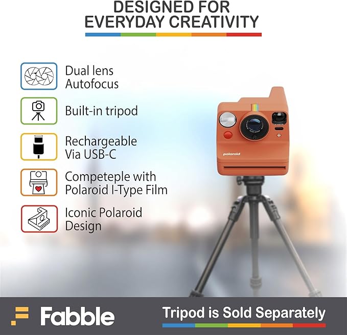 Polaroid Now+ Generation 3 I-Type Instant Film Camera (Coral) Bundle with Polaroid Color I-Type Film (8 Exposures), Hard Protective Case and USB-C 6 ft. Cable
