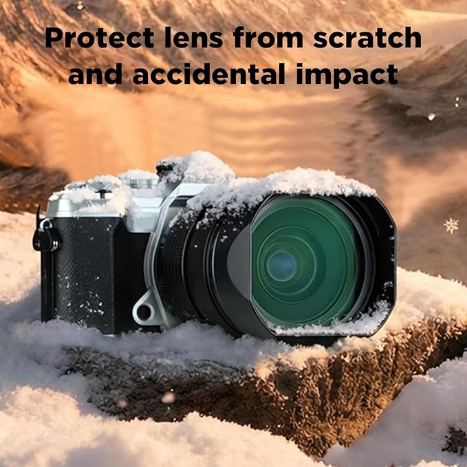 Haoge LH-OP17 Square Metal Lens Hood with Metal Cap Set for Olympus M.ZUIKO ED 17mm f1.2 25MM F1.2 PRO, 12-40mm f2.8 45mm f/1.2 Pro Lens