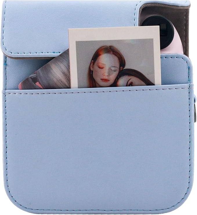 Frankmate Protective Case Compatible with Fujifilm Instax Mini 12 Instant Film Camera with Accessory Pocket and Adjustable Strap (Blue)
