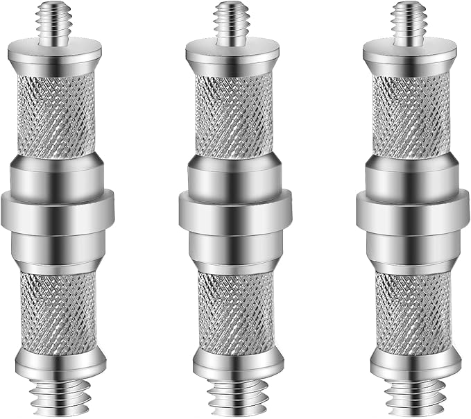 Wellmaking 3 Pieces Standard Knurled 1/4 to 3/8 inch Metal Male Convertor Threaded Screw Adapter Spigot Stud for Light Stand, Hot Shoe/Cold Shoe Adapter, Ball Head, Wireless Flash Receiver, Trigger
