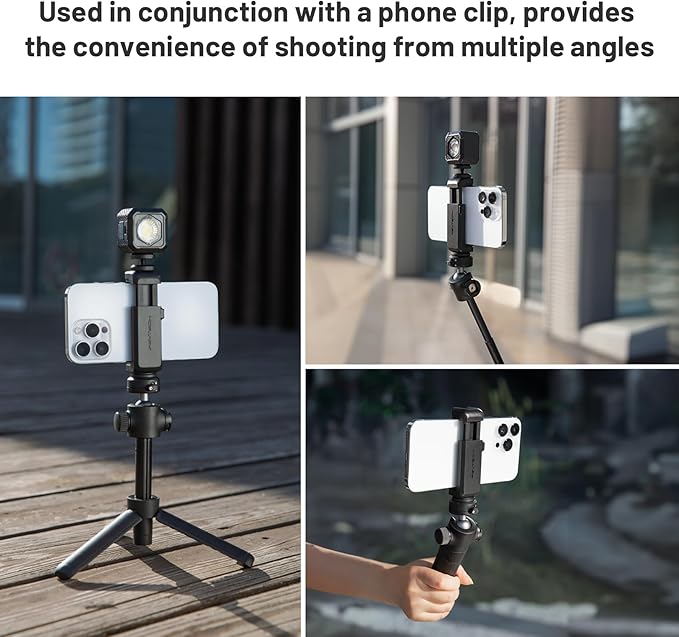 PGYTECH CapLock Extension Pole Mini Tripod with Phone Clip for DJI OSMO Action 6/5 Pro/4/Pocket 3, Gopro Hero 13/Insta360, Quick Release Selfie Stick Rod with 1/4"-20 Adapter for Action Cams & Phone