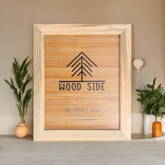 Rustic Wooden Picture Frames 4x6 - Set of 2- Natural Eco Solid Wood and High Definition Real Glass for Wall Mounting and Tabletop Display Photo Frame