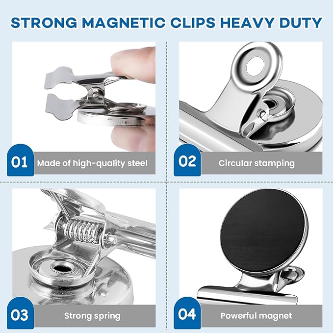 DIYMAG Hanging Photo Magnetic Clips, 20 Pack Fridge Magnets Heavy Duty Holder Party Graduation Collage Picture Display DIY Clip for Refrigerator Home Whiteboard Office Locker Classroom Silver
