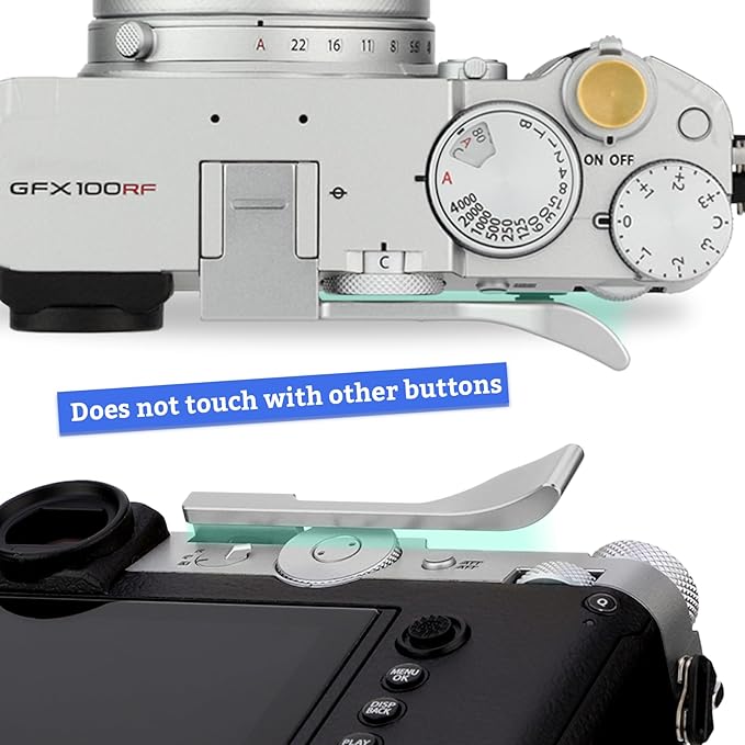 Haoge Metal Thumb Up Grip for Fujifilm GFX100RF Camera Digital Accessories GFX 100RF Hot Shoe Thumb Up Rest Support Handgrip Silver THB-GFXRFS