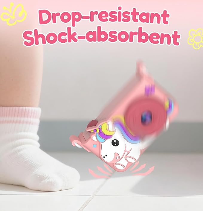 Kids Camera for Girls with Tripod & 32GB Card, 1080P HD Toddler Digital Video Camera, Portable Travel Toy Best Birthday Festival Gifts for Girl 3 4 5 6 7 8 9 10 Year Old