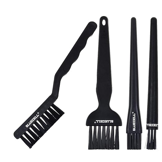 BLUECELL Set of 4 Plastic Handle Nylon Anti-Static Brushes for Cleaning Keyboard Circuit Board