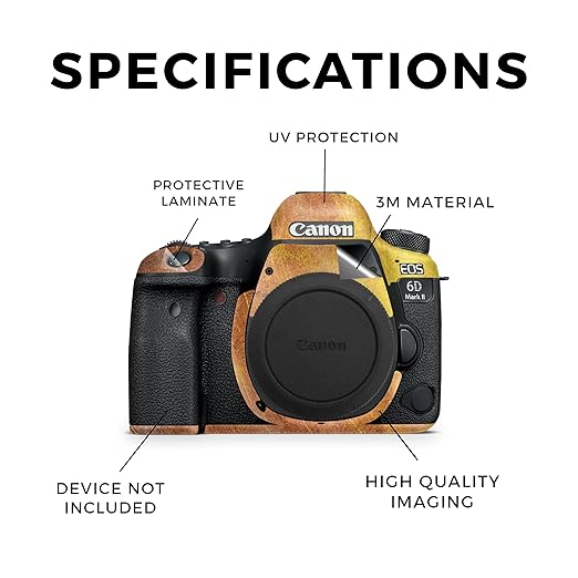 Glossy Glitter Camera Skin Compatible with Canon EOS 6D Mark II Camera (2017) - Textured Gold - Premium 3M Vinyl Protective Wrap Decal Cover - Easy to Apply | Crafted in The USA by MightySkins