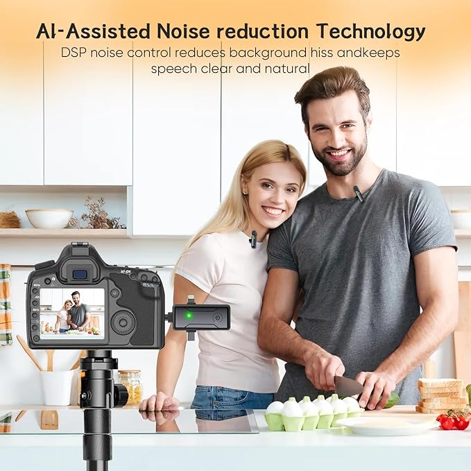 Wireless Mini Lavalier Microphone for iPhone - 3 in 1 Bluetooth Microphone with Noise Reduction, Plug & Play Lapel Mic for iPad Android, 360°Clip Mic for Video Recording Vlog YouTube TikTok Podcast