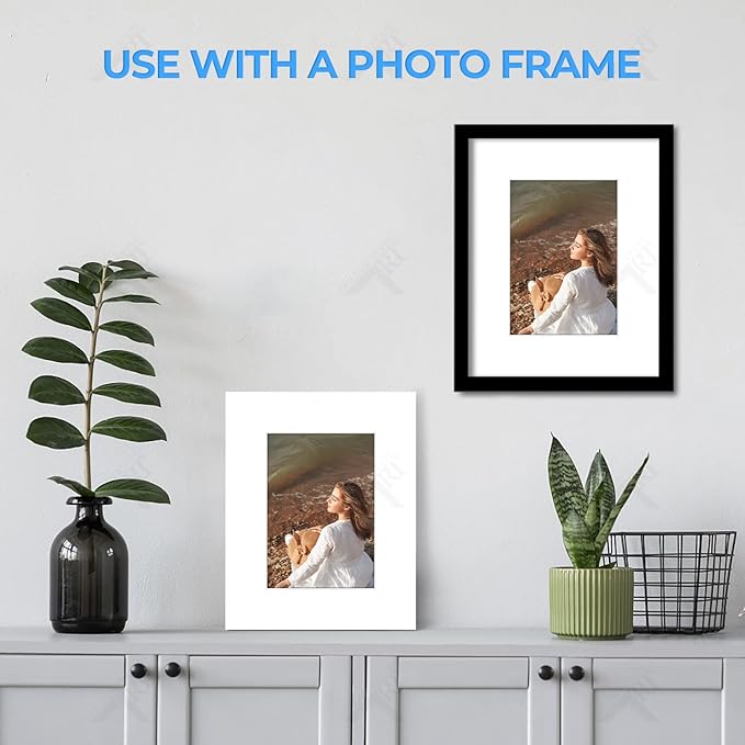 Golden State Art, Acid-Free, Pack of 25, 8x10 White Picture Mats Mattes with White Core Bevel Cut for 5x7 Photo + Backing + Bags