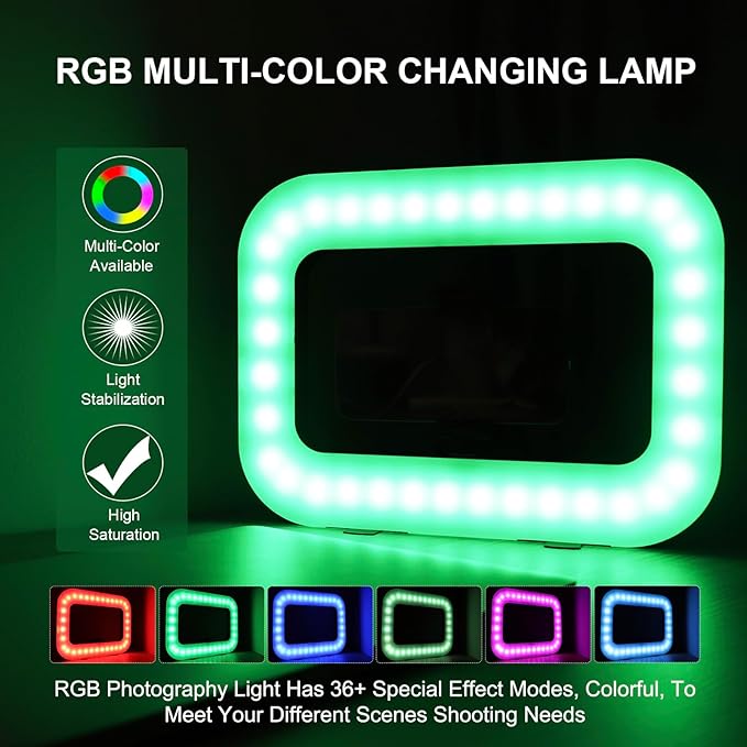 Phone Ring Light for Video Recording, Smartphone Video Rig with Light, 8000mAh RGB Portable LED Selfie Kit for Camera, TikTok, YouTube, Makeup, Vlogging