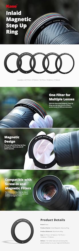 Kase Revolution 77mm to 82mm Magnetic Step Ring for 77mm Inlaid Adapter