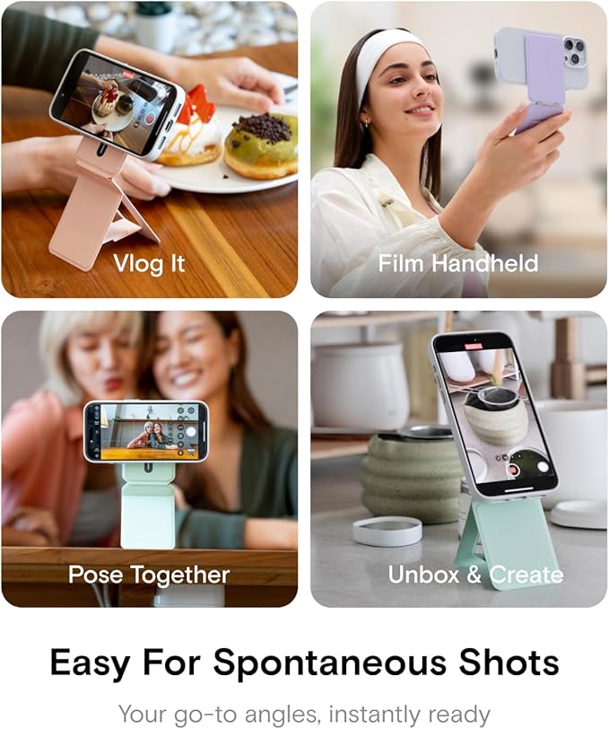 MOFT Phone Tripod Wallet for iPhone, Mulit-Angles, Lightweight & Portable Phone Stand, MOVAS Vegan Leather Magnetic Wallet, Strong Magnets, NFC Card Holder,Travel Essential, Peony (Without Card Slot)