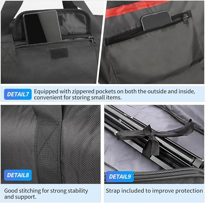 HEMMOTOP 39-inch Tripod Carrying Case, 0.2in Padded Light Stand Bag with Shoulder Strap and Carry Handle, Tripod Bag with 2 Zippered Pockets Fits Tripods with Head up to 39In – Lightweight Version