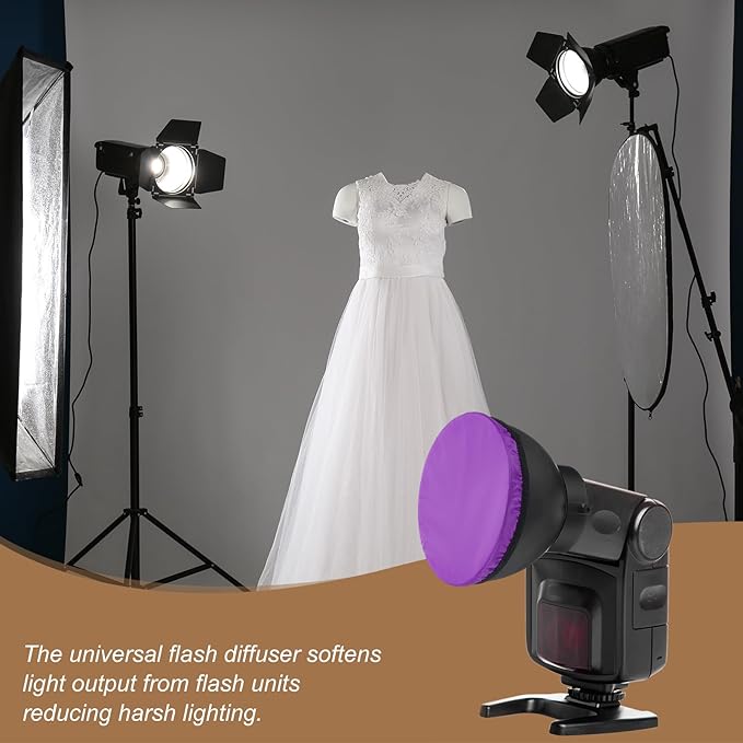 PATIKIL 7.1" x 7.1" Soft Mini Flash Diffuser Cap, 5 Pack Universal Elastic Flash Diffuser Cover for DSLR Camera Flashlight, Purple
