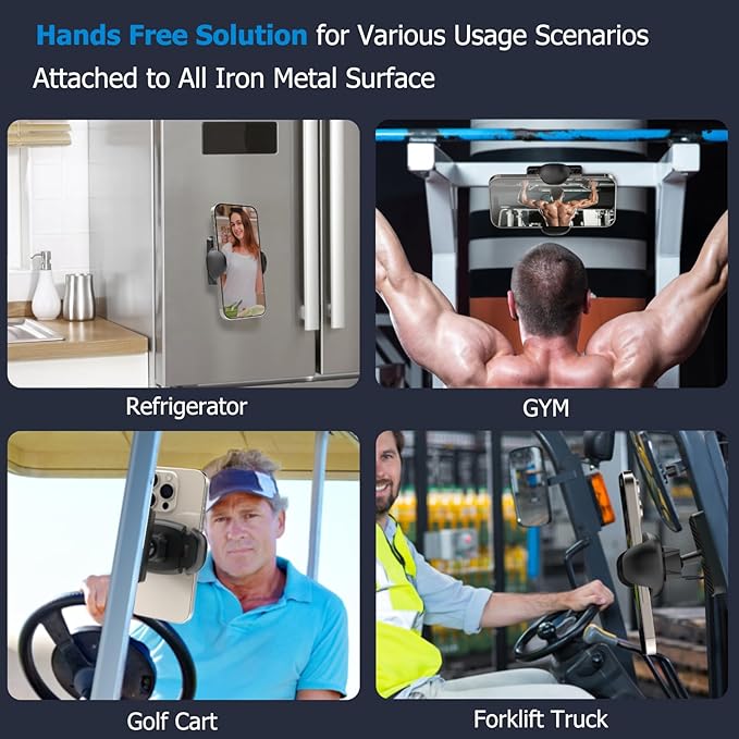 Magnetic Phone Holder for Gym【8pcs Strong Magnets】360° Adjustable Gym Magnetic Phone Tripod Mount Attach to Metal Surface, Gym Accessories for Women Men Workout Essentials for 4-7" Cell Phones