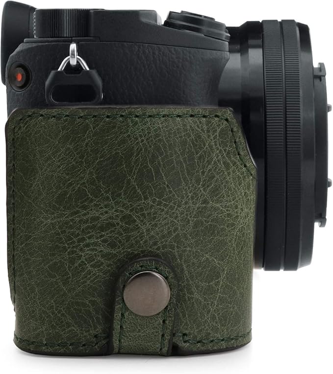 MegaGear MG1644 Ever Ready Genuine Leather Camera Half Case Compatible with Sony Alpha A6100, A6400 - Green