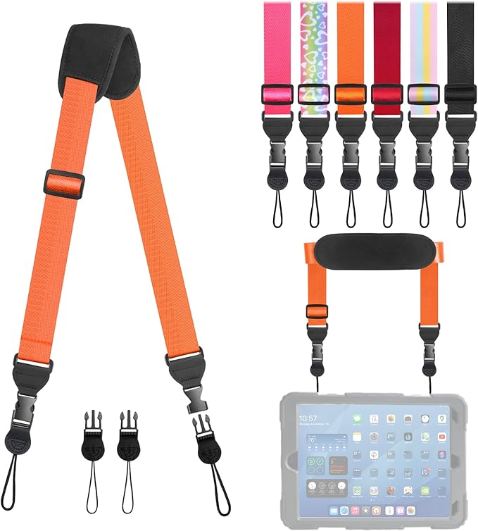 Universal Shoulder Strap, Removable Neoprene Padded Camera Strap, Adjustable Neck Lanyard for iPad, Binocular, Tablet Case, Camera, Luggage Bag (Orange Universal Shoulder Strap)