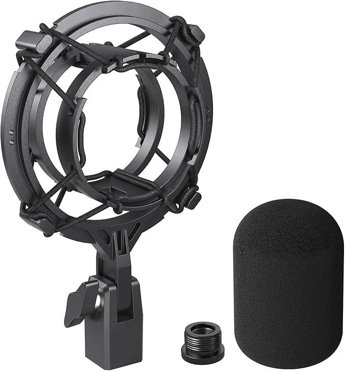 Custom Built Shock Mount with Pop Filter for AT2020 Microphones, Reduces Vibration Noise and Shockmount Improve Recording Quality for Audio Technica AT2020 AT2020USB+ AT2035 AT4040 Condenser Mic