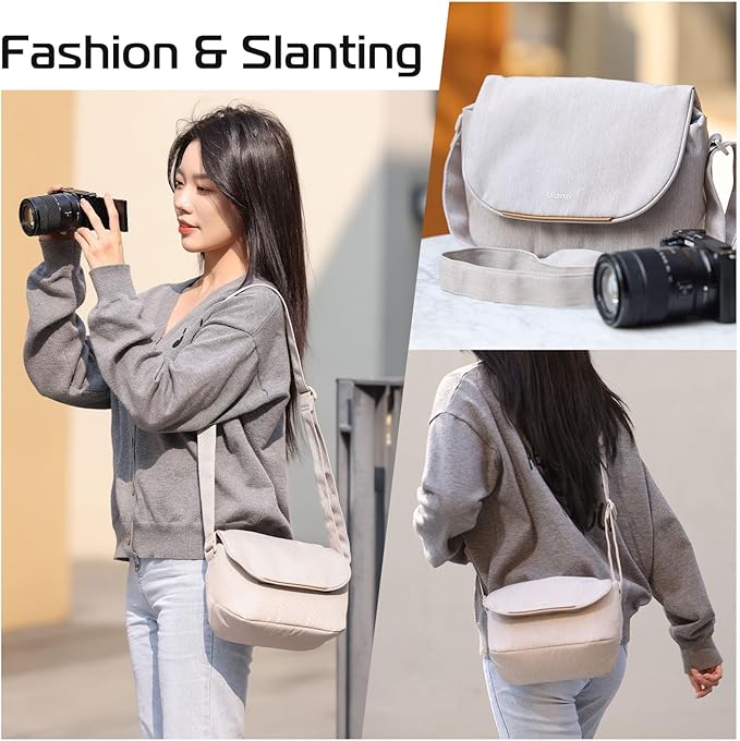ULANZI 3L Camera Bag, Beige Gray, 9.1x4.3x7.1in, Professional SLR/DSLR Crossbody Shoulder Case for Sony Canon Nikon Mirrorless Cameras, Splash-Proof Polyester Lightweight 235g