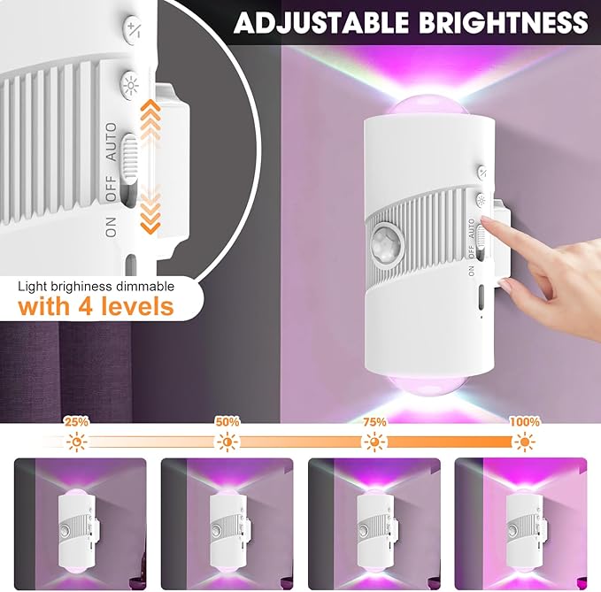 Motion Sensor Night Light,Smart LED Night Lights with Magnetic,Dimmable Night Lamp,8 RGB Colors,Portable Rechargeable Night Light for Indoor,Hallway,Bathroom,Stairway Christmas Decor White 2 Pcs