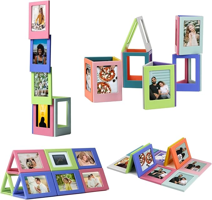 15 Pack Magnetic Small 2x3 Picture Frames for Polaroid Fujifilm Instax Mini Film, Cute Multiple Colorful Tiny Small 2 by 3 Inch Collage Photo Display Bulk Set for Fridge