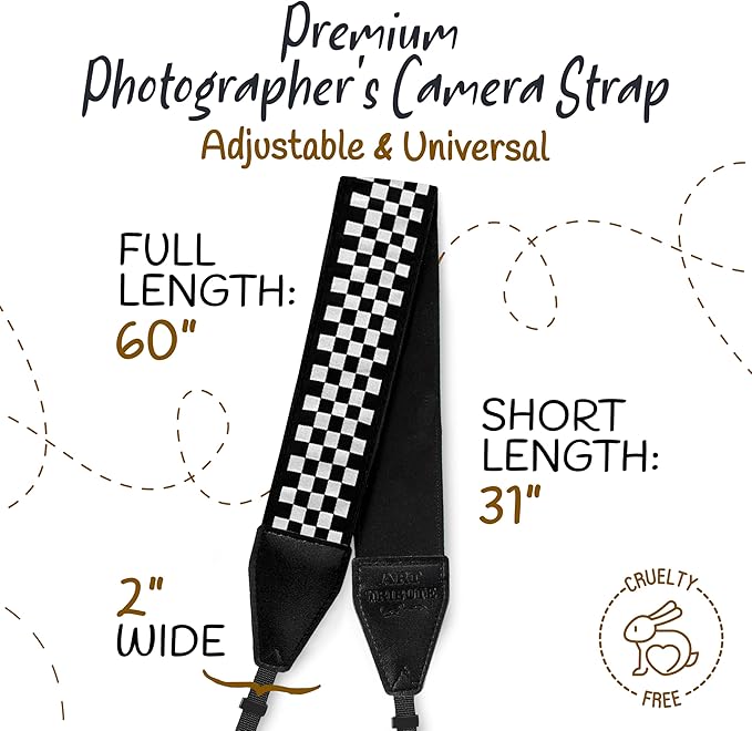 Art Tribute Camera Strap for All DSLR and Mirrorless Cameras. Add Your Name Or Initials Make It a Personalized Gift