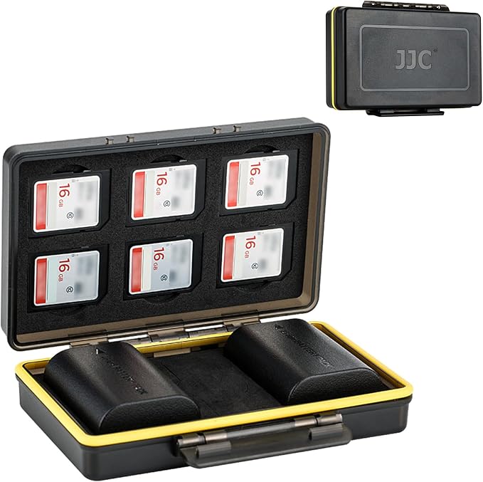 LP-E6 LP-E6N LP-E6NH Battery SD Card Case Holder for 6 SD 2 Battery, Water-Resistant Camera Battery Storage Organizer Box for Canon EOS R6 R5 Mark II R R7 R5M2 R 5D Mark IV III II 7D 6D Mark II