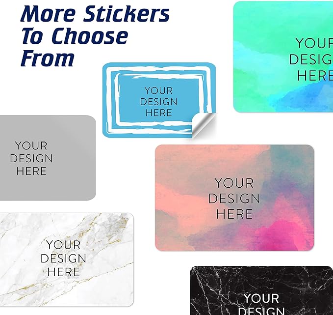 100 Custom Vinyl Stickers - Upload Your own Image, Text, Design, Logo - Personalized Logo Labels for Handmade, Packaging, Bottle, Jars, Candle, Brand Stickers (Blue Swirls, 6x4)
