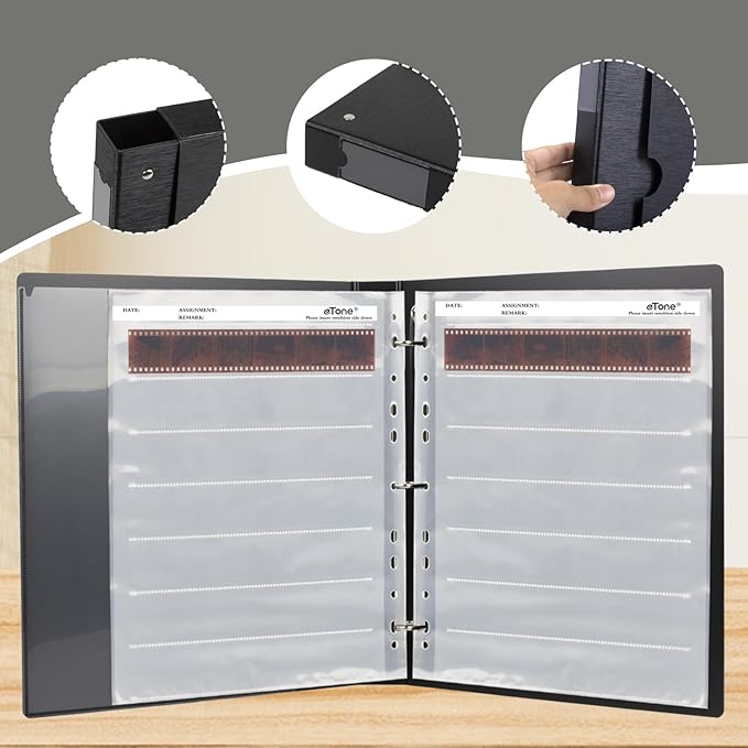 eTone Archival Storage Sheets 135 35mm Negative Page Preservers Sleeves with Film Album Ring Binder (50x135)